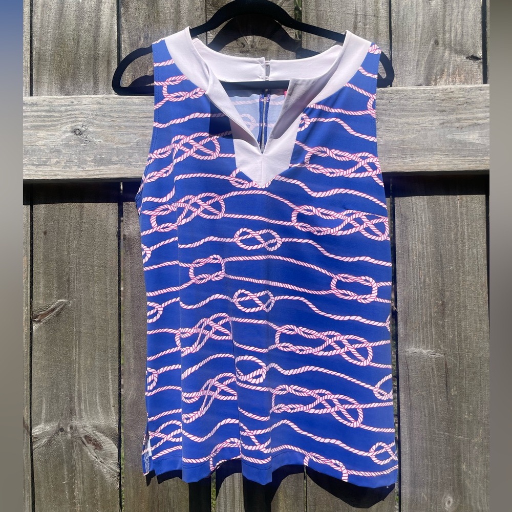 Britt Nautical Rope Print Sleeveless Top Sz L